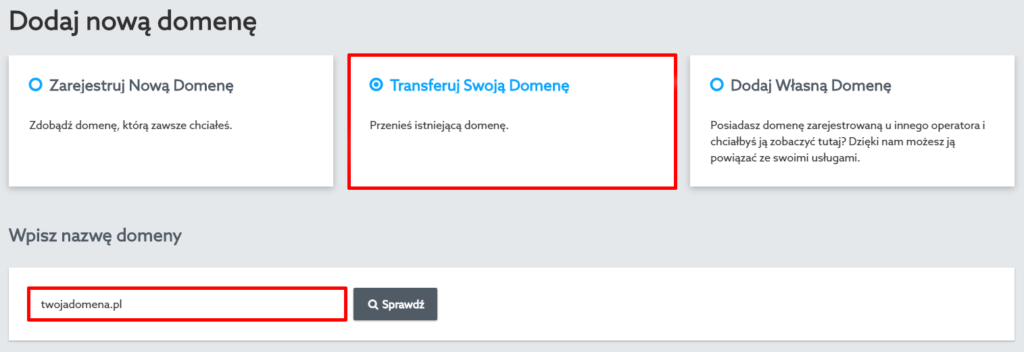 Jak wykonać transfer domeny przez Panel klienta w home pl Pomoc