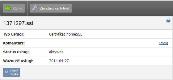 Instalacja certyfikatu SSL na serwerze (stara platforma)