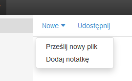 Poczta - Drive - Moje pliki - Nowe - Kliknij przycisk Prześlij nowy plik