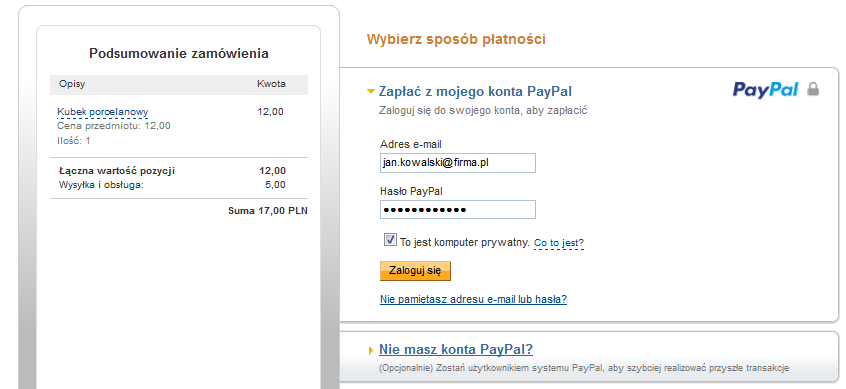 Click Web - Kup Teraz - PayPal - Wybierz sposób płatności - Dokonaj przelew