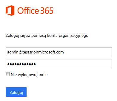 Panel Office 365 - Okno logowania Panel Office 365 - Okno logowania - Zaloguj się za pomocą konta organizacyjnego