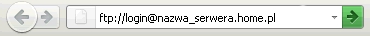 Połączenie z serwerem FTP - Pasek adresu w przeglądarce internetowej - Podaj login bez hasła