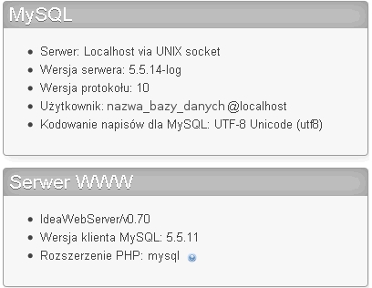 phpMyAdmin - Ekran Główny - MySQL / Serwer WWW - Znajdź informacje na temat konfiguracji serwera w home.pl