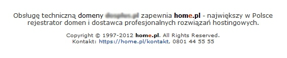 Zawartość strony WWW zamiast wizytówki Domyślna zawartość strony WWW w home.pl, która wyświetlana jest zamiast wizytówki