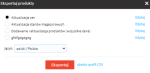 Eksport bazy produktów do pliku