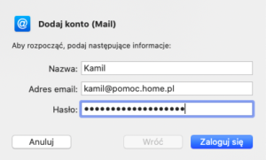 Mail - login i hasło