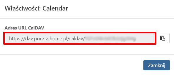 Gdzie znajdę adres CalDav dla kalendarz w Poczcie home.pl