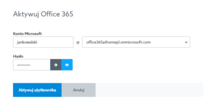 Aktywacja usera Office 365