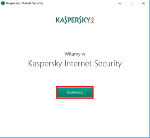 Kaspersky Internet Security - Kreator instalacji - Kliknij przycisk Kontynuuj