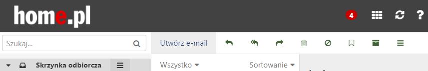 Poczta home.pl - Kliknij opcję Utwórz e-mail aby utworzyć i wysłać nową wiadomość e-mail