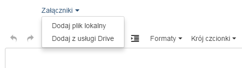 Poczta home.pl - Utwórz e-mail - Załączniki - Dodaj plik lokalny lub Dodaj z usługi Drive