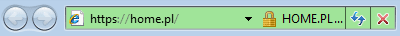 Przykład wyglądu zielonego paska adresu w przeglądarce internetowej dla serwisu zweryfikowanego przez urząd wystawiający certyfikat SSL typu Extended Validation