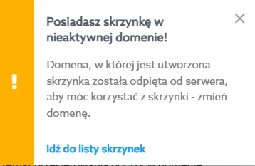 Dlaczego skrzynka e-mail ma ustawiony status usługi „nieaktywna”?