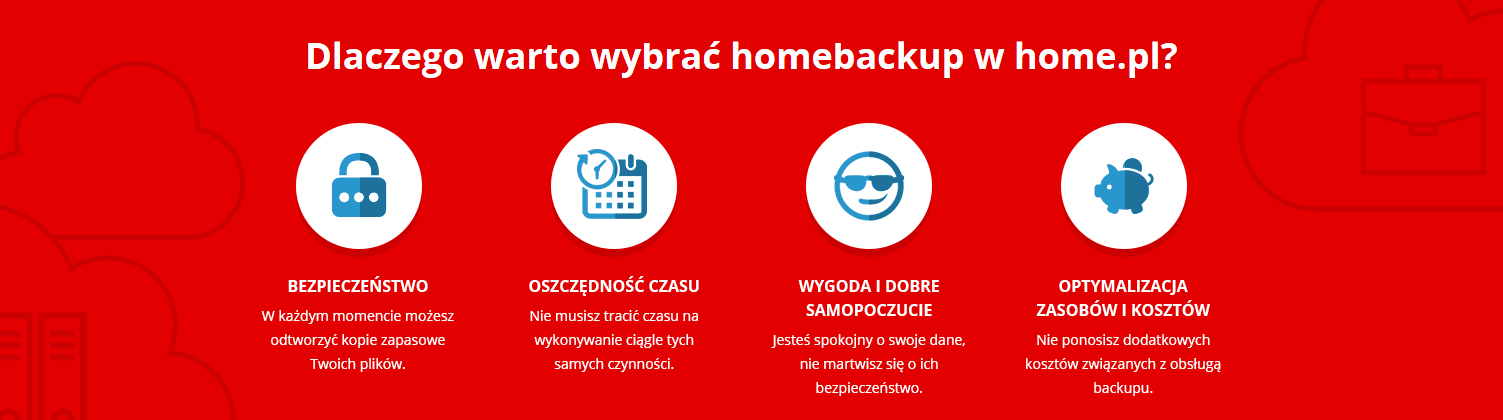 Acronis Backup - Dlaczego warto wybrać Acronis Backup w home.pl? - Zalety usługi - Bezpieczeństwo, Oszczędność czasu