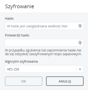 Szyfrowanie kopii zapasowej Acronis Backup