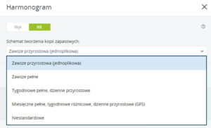 Schematy tworzenia kopii zapasowej Acronis
