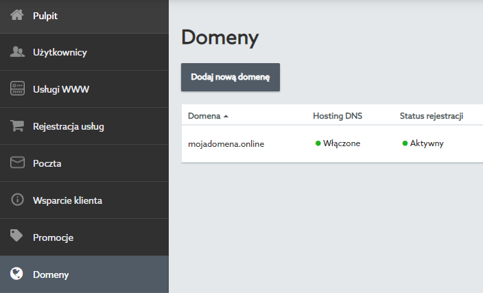 W Panelu klienta home.pl w sekcji Domeny możesz wybrać domenę dla której włączysz DKIM