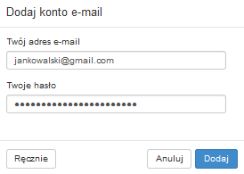 Poczta home.pl - Dodaj konto e-mail - Wprowadź dane dostępowe do swojego konta poczty Gmail.
