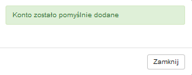 Poczta home.pl - Dodaj konto e-mail - Formularz - Konto zostało pomyślnie dodane.