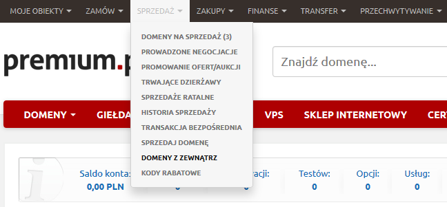 Wystawienie domeny na giełdzie premium.pl - sprzedaż