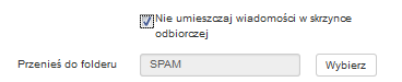 Poczta home.pl - Wiadomość e-mail - Akcje - Przenieś do folderu - Kliknij Wybierz i wskaż folder, w którym wiadomość ma zostać umieszczona