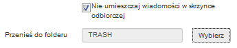 Poczta home.pl - Wiadomość e-mail - Akcje - Zaznacz opcje Nie umieszczaj wiadomości w skrzynce odbiorczej i wskaż folder Kosz