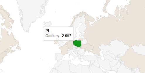 Statystyki serwera w home.pl - Przykładowy widok mapy wizyt w Polsce