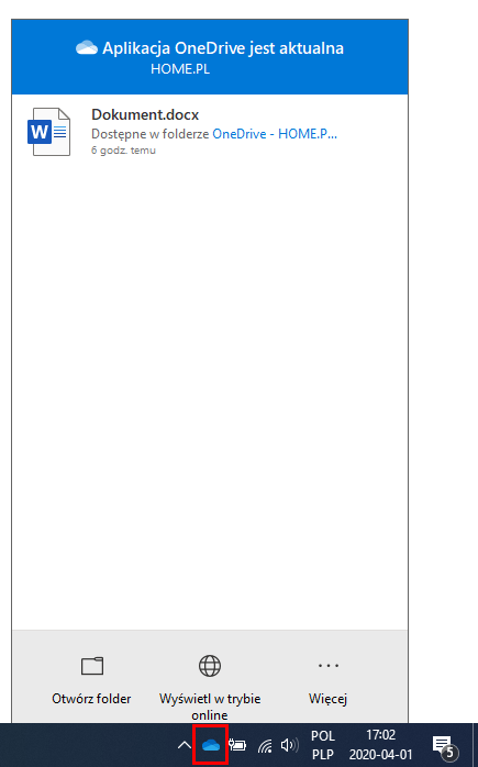 Aplikacja OneDrive na komputerze Windows