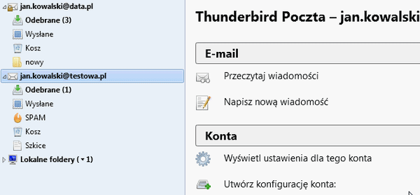 Przenoszenie wiadomości e-mail w programie Thunderbird - Instrukcja krok po kroku - Wybrany folder - Wiadomości e-mail - Lewym przyciskiem myszy złap i przeciągnij wiadomości do folderu Odebrane