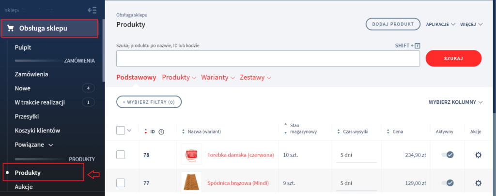 Aplikacja eKsięgowość – eksport produktów i zmiana stanu magazynowego