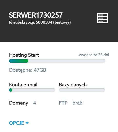 Panel klienta home.pl - Usługi WWW - Serwer - Opcje - Wybierz opcję Przypisz domenę