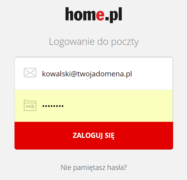 Poczta home.pl - Okno logowania - Zaloguj się