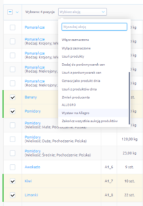 Wystaw wiele produktów na aukcje