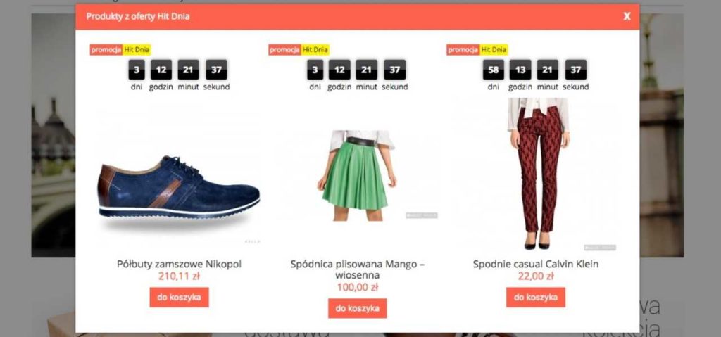 eSklep - Przykład działania aplikacji Hit Dnia w sklepie internetowym