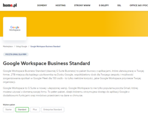 Strona Google Workspace w home.pl