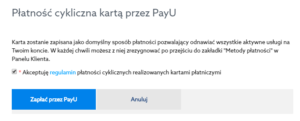 Płatność cykliczna PayU kartą