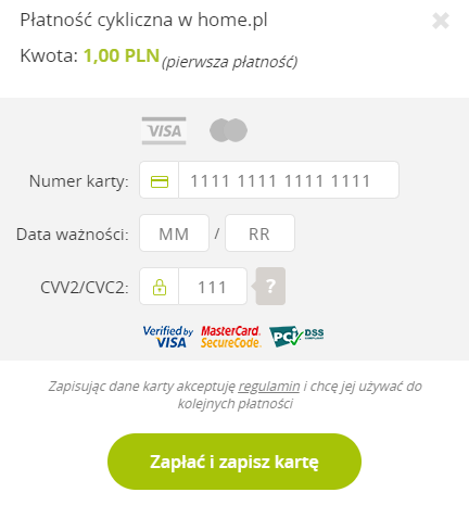 Włączenie płatności cyklicznych w Panelu klienta home.pl