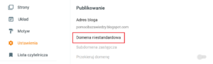 Ustawienia w serwisie Blogger