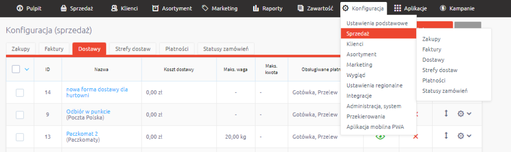 Jak włączyć nową dostawę dla klientów sklepu internetowego?