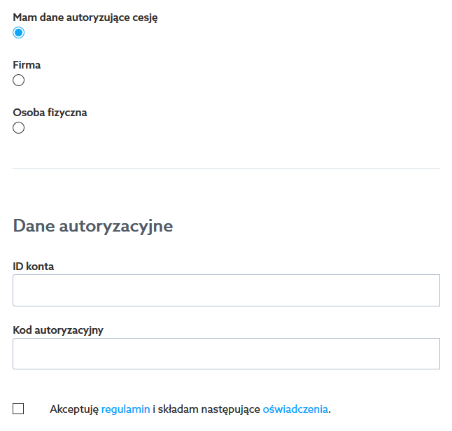 Mam kod autoryzujący cesję usługi na istniejące konto w home.pl