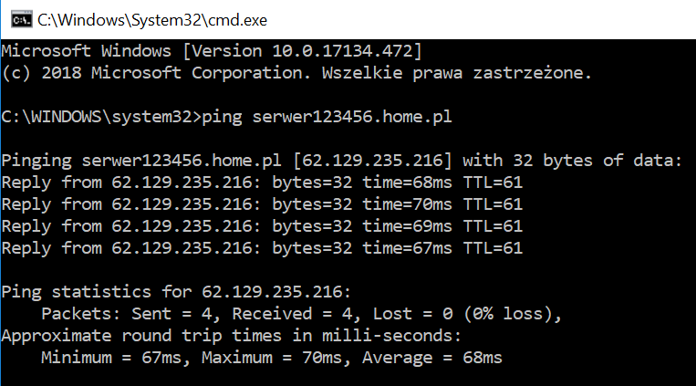 How do I check the server's IP address? » Pomoc | home.pl
