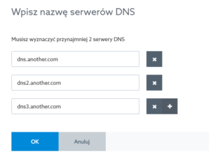Enter the names of external DNS servers outside home.pl.