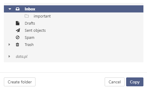 Mail home.pl - Message - Action menu - Move - Indicate the folder to which you want to copy or move the e-mail