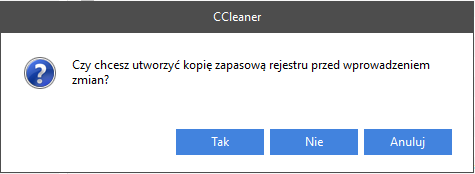 Przed czyszczeniem rejestru Windows możesz utworzyć kopię zapasową czyszczonego rejestru.