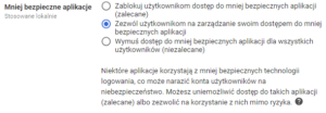 Opcja dostępu do aplikacji w G Suite