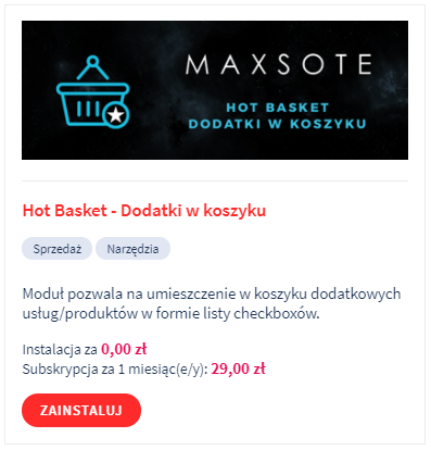 Aplikacja: Hot Basket