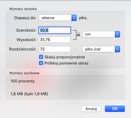 Zmiana rozmiaru zdjęcia w aplikacji Podgląd macOS