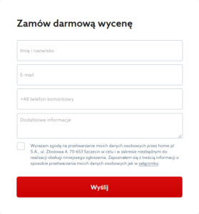 Formularz - darmowa wycena stworzenia strony WWW