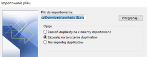 Importowanie kontaktów do Microsoft Outlook z pliku