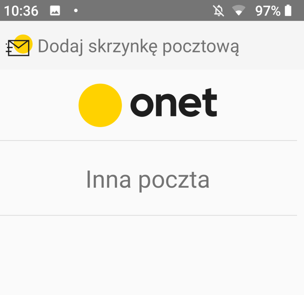 program do obsługi poczty Onet Poczta na urządzeniu Android